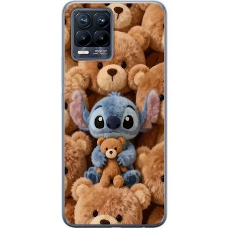 Kompatibel Mobilcover til Realme 8 Stitch omgivet af brune teddybjørne med en lille teddybjørn i armene i en sød og hyggelig kawaii-design