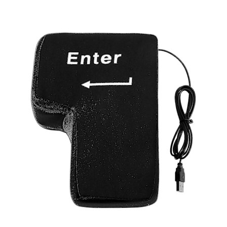 Enter-tast-pute, Stor USB Enter-knapp for stressavlastning, Uknuselig avslappende Enter-tast for kontor-skrivebord
