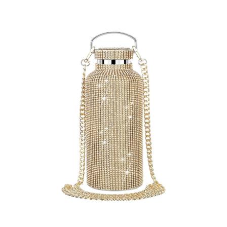 350ml 500ml 750ml Gjenbrukbar Bling Diamond termosflasker Bærbar glitter strass vannflaske rustfritt stål termisk 350ML Gold