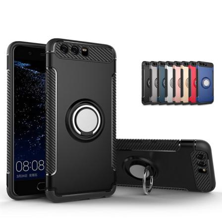 Huawei P10 - Robust beskyttelsescover med ringholder Svart