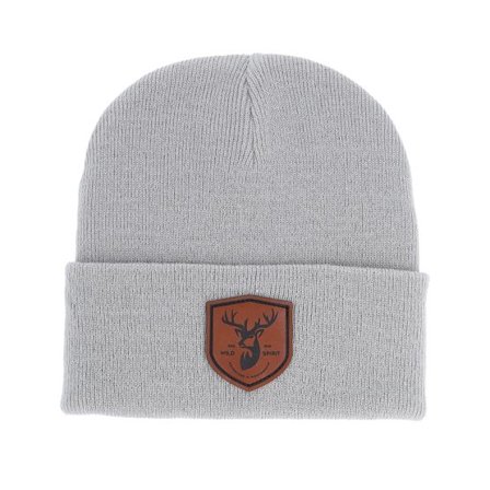 Wild Spirit - Grå cuff Beanie - Brown Deer Shield Light Grey Cuff @ Hatstore