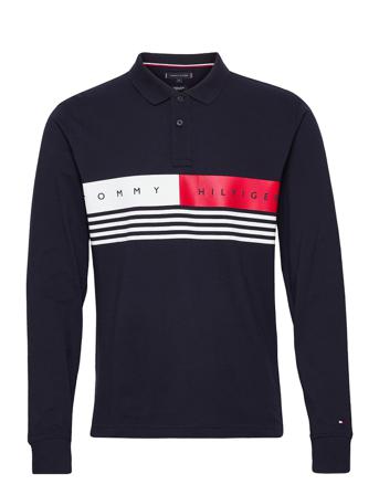 Corp Chest Stripe Ls Reg Polo Blue Tommy Hilfiger
