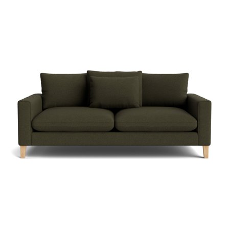 Perth 2-Sitzer-Sofa in Letto Dunkelgrün, einfarbig, modernes Design, 210cm Breite, 60cm Sitztiefe, bequeme Polsterung für hohen Komfort.