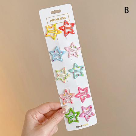 3/10 kpl Bobby Pin Girl Colorful Stars Barrettes Metal Snap Clip B