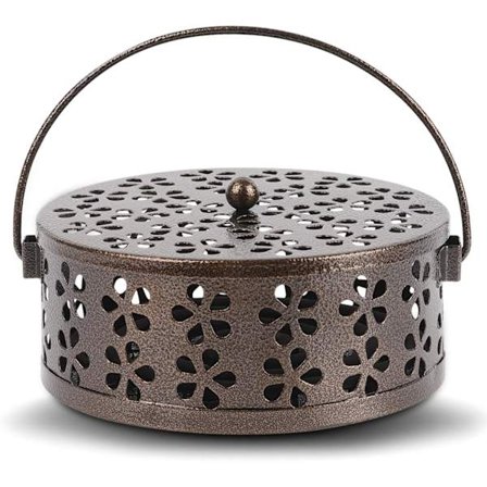 Myggspiralhållare, portabelt rökelseställ i järn med värmebeständigt handtag - för inomhus-/utomhusbruk i hem, kontor, camping