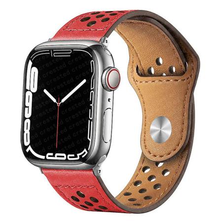 Læderrem til Apple Watch Band 49mm 44mm 40mm 45mm 41mm 42mm 38mm Correa Armbånd Iwatch Series 3 4 5 6 Se 7 8 Ultra Strap red 42mm 44mm 45mm 49mm