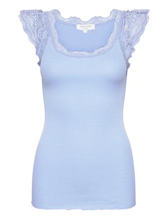Silk Top W/ Lace T-shirts & Tops Sleeveless Blå Rosemunde*Betinget Tilbud
