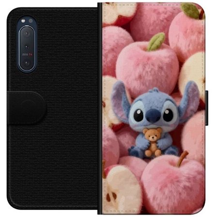 Yhteensopiva Lompakkokotelo Sony Xperia 5 II Stitch vaaleanpunaisten pörröisten omenoiden joukossa, joissa on teddy ja söpö kawaii-esteettisyys