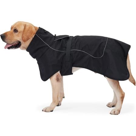 Vanntett hundegenser for kaldt vær, reflekterende jakke med mykt fleecefôr, varm jakke for kjæledyrhund innendørs og utendørs camping fotturer (svart-