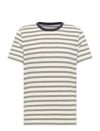 Style Alex C Stripe T-shirts Short-sleeved Hvit MUSTANG*Betinget Tilbud