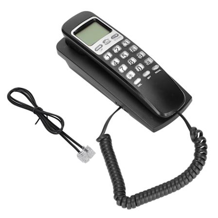 KXT777CID johdollinen seinäpuhelin LCD-näyttöllä Puhelinvaihtoehto Kiinteä johdollinen puhelin hotelleille, kotitoimistoille (musta)
