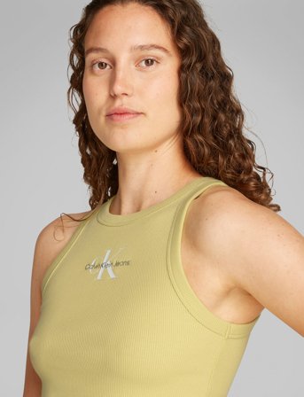 Calvin Klein Jeans Monologo Rib Tank Top - Yellow - XL