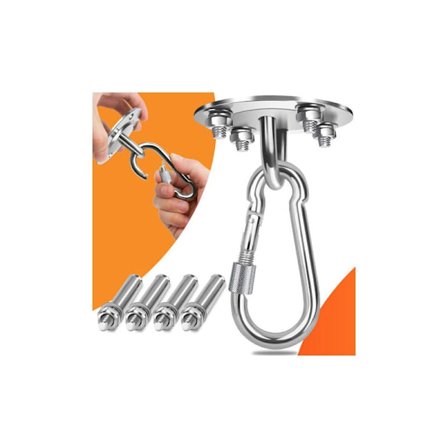 Kattokoukku, ruostumaton teräs, kääntökoukku, kapasiteetti jopa 500 kg U-muotoinen koukku riippumatolle ja tuolille