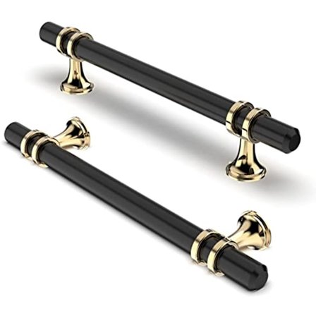 Möbelhandtag 128 mm - 10 stycken Skåphandtag, köksskåpshandtag för dörrhandtag till badrumsdörr och garderob - Guld och Svart