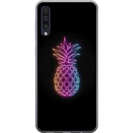 Kompatibelt Mobildeksel til Samsung Samsung Galaxy A50 Neonlysillustrasjon av ananas i fargerikt lys mot svart bakgrunn