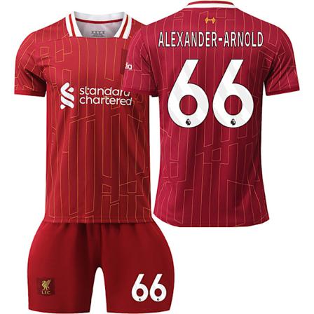 24-25 Liverpool-paita nro 11 Salah 9 Firmino 66 Arnold 10 McAllister jalkapallopaita Koti Nro 66 ei sukkia Home No. 66 no socks 18 yards