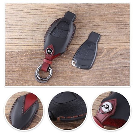 Bilnyckelfodral i äkta läder svart för Mercedes Benz