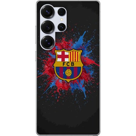 Yhteensopiva Puhelinkuori Samsung Samsung Galaxy S25 Ultra Barcelona Splash taideteos, jossa on FC Barcelonan tunnus punaisena, sinisenä ja keltaisen