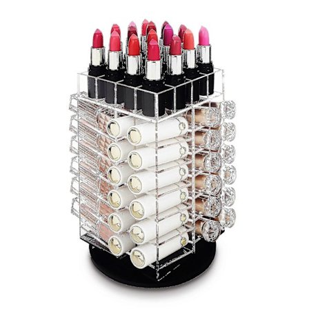 Premium Akryl Roterende Kosmetik Læbestift Tårn Organizer til 64 Læbestifter, Roterende Lipgloss Opbevaring