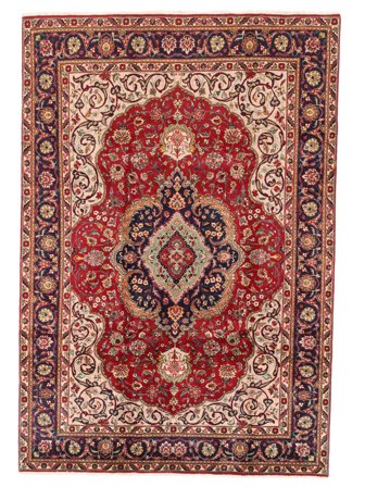 Tabriz Rug 200X291 Dark Red/Brown Wool, Persia