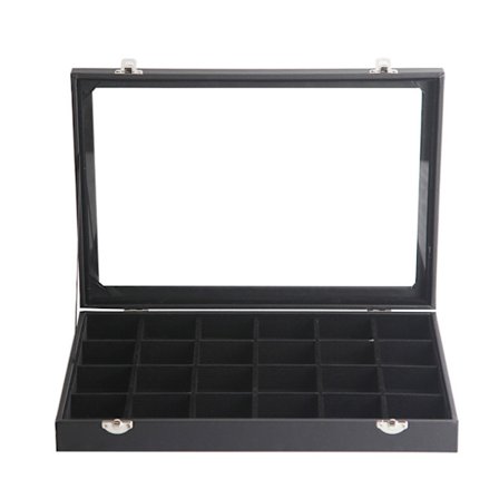 Opbevaringsboks Sort PU-læder Smykkeskrin til Soveværelseskommoden eller Gave