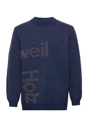 Haza Logo Crew Stickad Tröja M. Rund Krage Marinblå HOLZWEILER