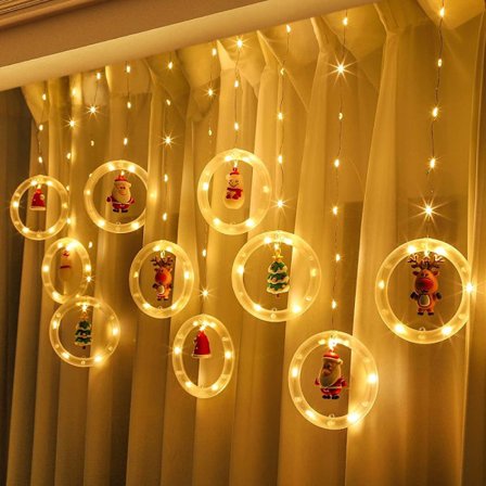 Jul Fönster Gardin Ljusslingor, 3M x 0.5M LED Fairy Gardin Ljus Fönster Juldekoration USB Hängande Ljus för Julgran