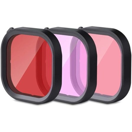 IC 3 i 1 dyklinsfilter til rød/rosa/lilla undervandsdykning i saltvand og ferskvand til officielt vandtæt etui til GoPro Hero 10, 9