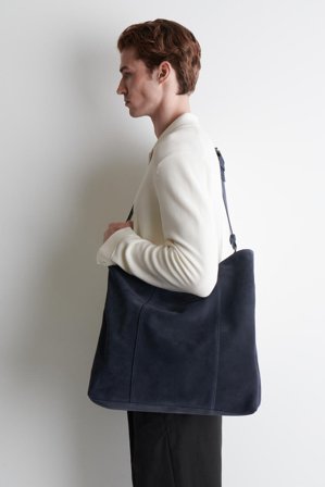 COS Homme Sac Cabas Convertible - Daim Bag in Bleu