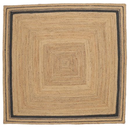 Ditte Jute Indoor/Outdoor Rug 200X200 Black Plain (Single Colored) Square