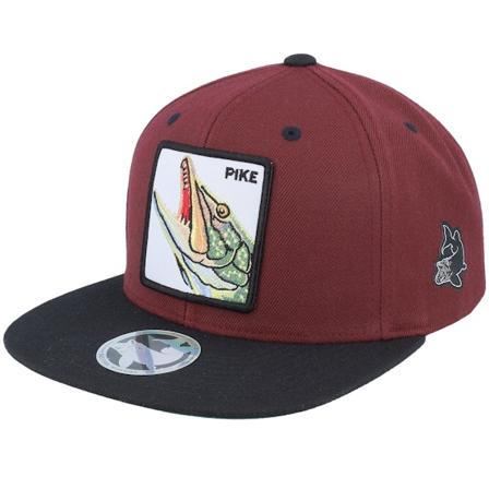 Skillfish - Rot snapback Cap - Pike Pro Fishing Maroon/Black Snapback @ Hatstore