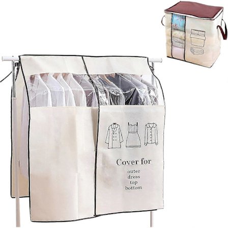 Vaatesuoja, 120 x 120 cm suojaava päällinen vaatetelineelle, vaatesuoja vaatetelineen päällinen aasin suoja vaatekaappi pölytiivis vastaan