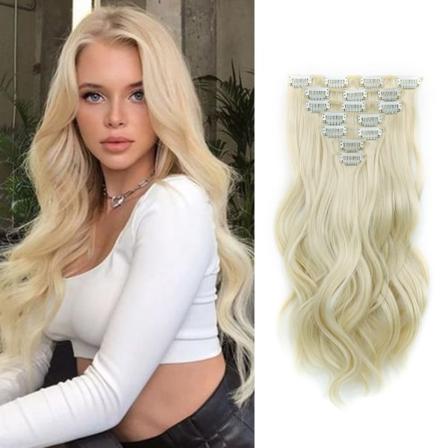 TG Klips-i-hårforlengelse, 16 tommer 7 stk Blond hårforlengelse