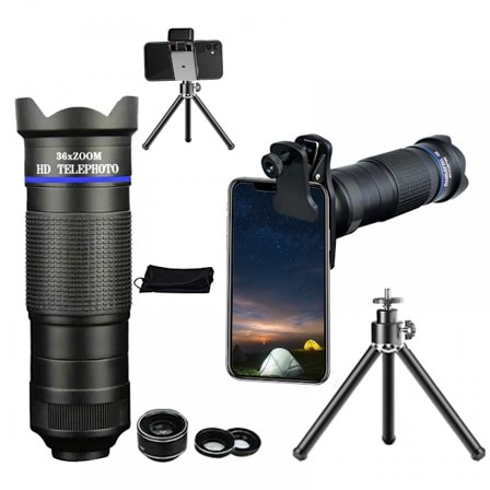 36x matkapuhelimen zoom-objektiivisarja puhelinklipsillä, bluetooth-kaukosäätimellä