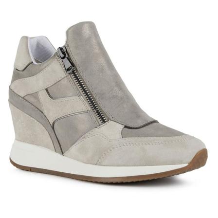 Geox Dam/dam Nydame Läder Trainers 4 Uk Taupe/ice Grey