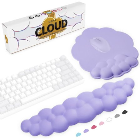 Lila moln handledsstöd tangentbordsunderlägg, ger extra komfort för din handled och hand med stilrent minnesskum tangentbord och handledsstöd för mus.
