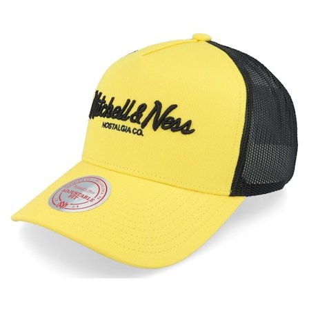 Mitchell & Ness - Gul trucker Caps - Pinscript Mustard/Black Trucker @ Hatstore