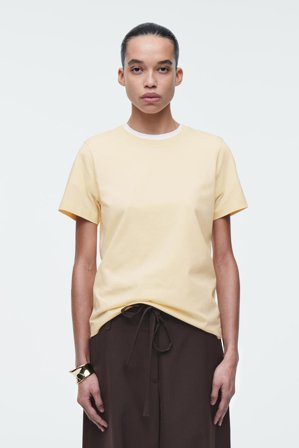 COS Women's Crew-Neck Cotton T-Shirt in Yellow