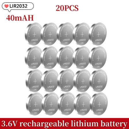 2-50 STK LIR2032 genopladeligt lithiumbatteri 2032 opladning kan erstatte 3,6v 40mAH CR2032 til ure møntbatteri