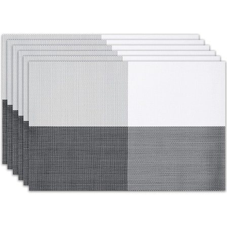 Bordsmåtter Sæt af 6 Vaskbare Indendørs/Udendørs Vinyl Bordsmåtter til Spisebord Holdbare Skridsikre Varmebestandige PVC Vævet T