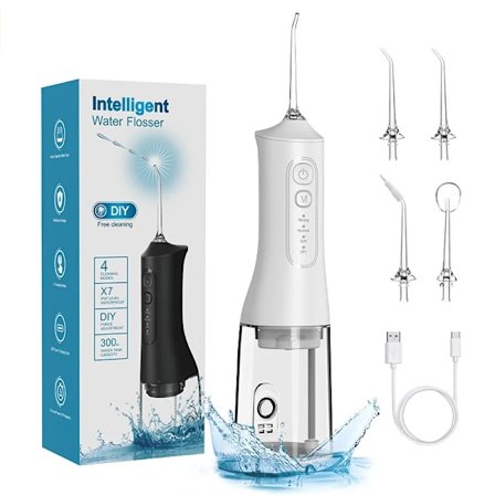 Oral Irrigator, 4 tilstande til tandrensning, 300 ml vandtank (hvid)