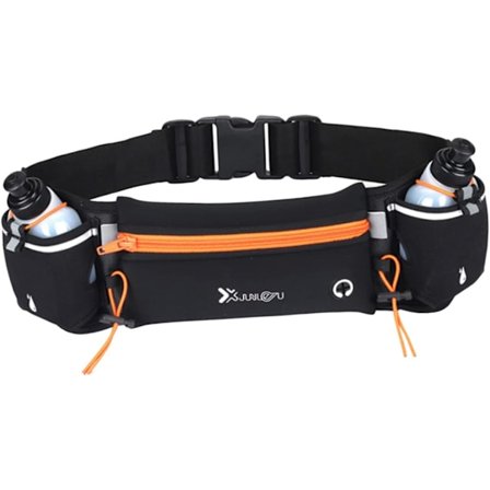 Löparbälte med Vattenflaskor (2 x 175ml), Hydration Bälte Vattentätt Midjeväska Passar iPhone Justerbar Sport Midja