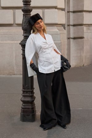 Janni Delér x NA-KD Chemise style cape en coton à dos ouvert - - Blanc - EU 40