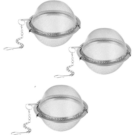 3 Te-kugler i rustfrit stål – Genanvendelig te-si til løs te med kædekrog, nem rengøring, holdbar te-si