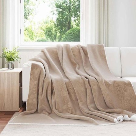 Täcke - duntäcke - pläd Vidaxl Jeté Camel 240 x 270 cm Toison