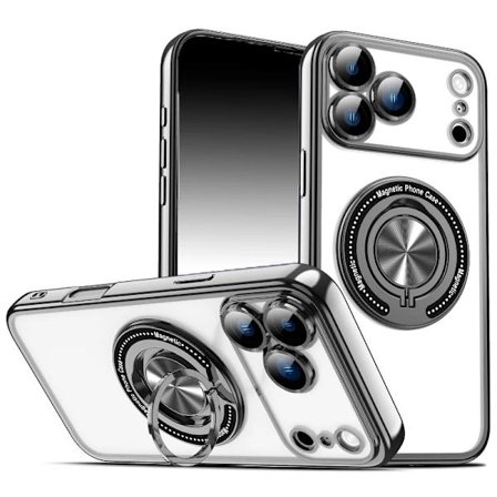 Magsafe Magnetisk 360° Roterande Metall Bilhållare Ring Plätering Kant Telefonskal kompatibelt iPhone 17 Pro Max Air 15 11 12 13 14 16 Pro Max E