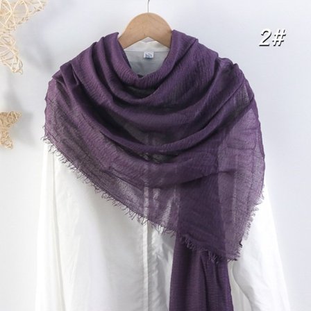 Crinkle Scarf Vanlig Hijab MÖRKLILA