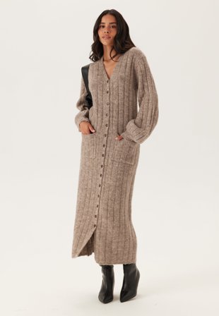 Happy Holly Knitted Cardigan Dress Beige melange 48/50