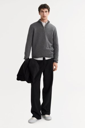 Soft Goat - Men's Half Zip - S - Grey