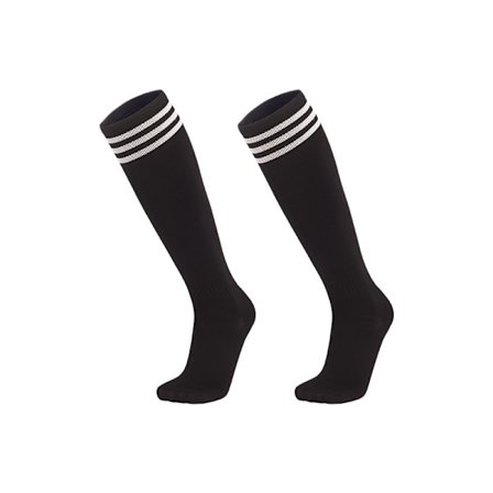 Korkeat jalkapallosukat koko M, hengittävät, hikeä imevät pitkät sukat - Mustat
